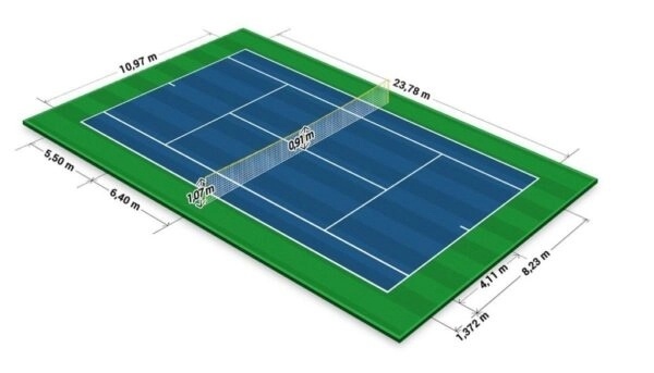 Kích thước sân quần vợt theo chuẩn thi đấu quốc tế