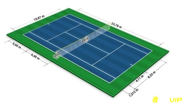 Kích thước sân quần vợt chuẩn quốc tế đảm bảo tính công bằng khi thi đấu